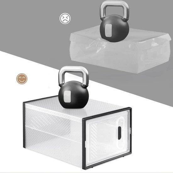 Set van 18 Sneakerboxen - Sneakerbox Organizer - Schoenendozen – Transparante Magnetische Deur – Stapelbare Opbergboxen & Organizers – 35x25x19 cm – Zwart
