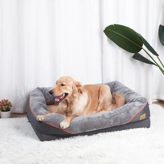 Whoopr® Hondensofa - Groot Hondenbed - Hondenmand - Zacht en Comfortabel - Anti-Allergie Warm Fleece - Verwijderbare en Wasbare Hoes - Waterdicht Huisdierbed - 135 x 100 x 33 cm - Maat 3XL