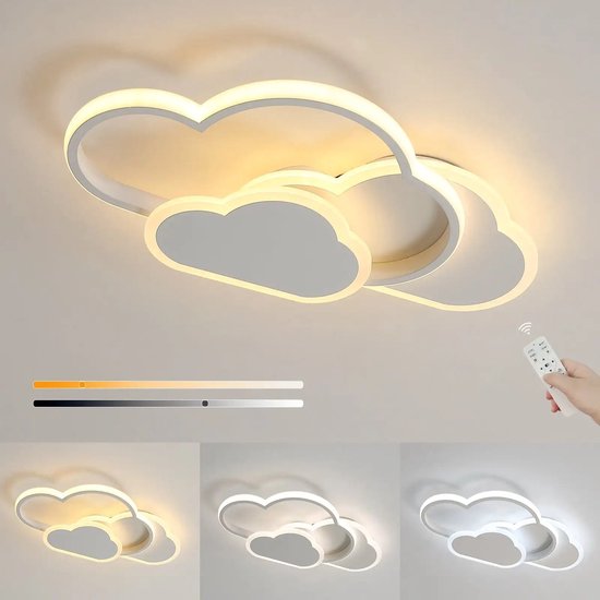 Cloud Plafondlamp - LED Plafondlamp 32W - Dimbare Afstandsbediening 3000-6500K - 2800LM - Voor Woonkamer, Slaapkamer & Kinderkamer