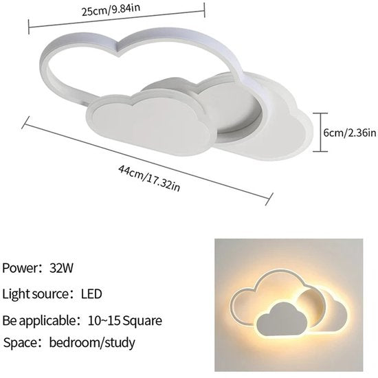 Cloud Plafondlamp - LED Plafondlamp 32W - Dimbare Afstandsbediening 3000-6500K - 2800LM - Voor Woonkamer, Slaapkamer & Kinderkamer