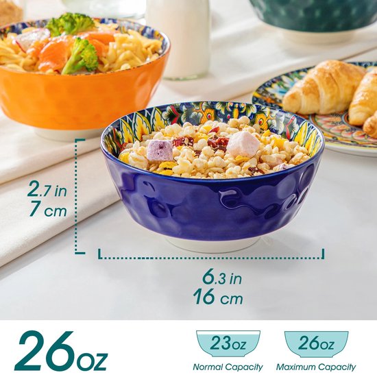 24-Delige Boheemse Stijl Keramische Serviesset - Serviesset 6 persoons - Hoogwaardig Steengoed Servies met Dinerborden, Dessertborden, Soepkommen en Ontbijt/Pasta Schalen