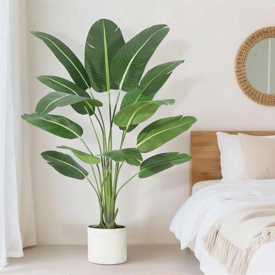 Kunstmatige Paradijsvogelplant 170 cm – Grote Kunstplant met Realistische Bladeren – Plant met Pot voor Woonkamer, Kantoor, Binnen & Buiten Decoratie