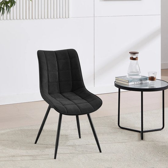 4-delige Set Draaibare Eetkamerstoelen – Fluwelen Gestoffeerde Stoelen – Zachte & Ergonomische Keukenstoelen – 360° Draaibaar – Voor Eetkamer, Woonkamer & Restaurant - Velvet - Zwart
