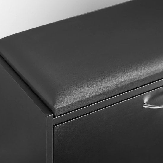 Schoenenbank met zitkussen - Schoenenrek Schoenenkast met Zitvlak, Zitbank - Schoenenopbergsysteem - Schoenenopbergrek- zwart - 60 x 30 x 47 cm