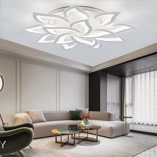 Lotus LED Plafondlamp - Luxueuze Plafonniere - Dimbare Helderheid - Smart Lamp - Art Deco Verlichtingsarmatuur - Bediening via Telefoon App - Koud en Warm Licht