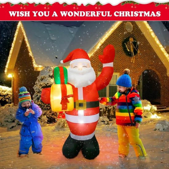 Opblaasbare Kerstman met Verlichting - Weerbestendige Buitenversiering voor Tuin - Tuindecoratie - Kerstdecoratie - Kerstversiering - 1.5 M