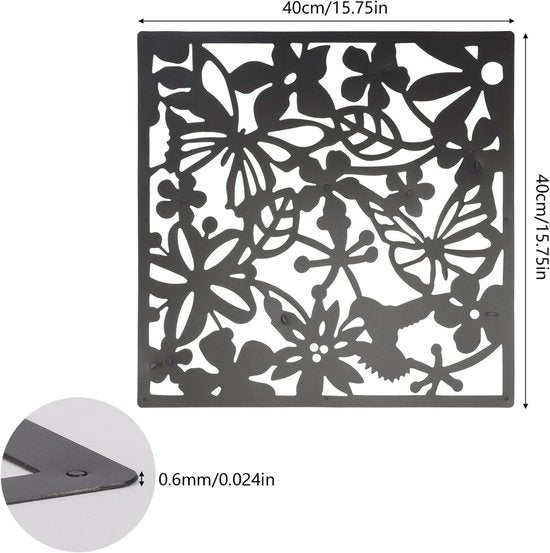 24-delig Kamerscherm - Bloemen Patroon - Scheidingswand - Ruimteverdeler - Wandpanelen - Decoratie - Room Divider Screen - Woonkamer - Stevig & Flexibel - Duurzaam Kunststof - 24 stuks - Makkelijk Te Monteren - 40x40 cm per paneel - Dikte: 0.1 cm