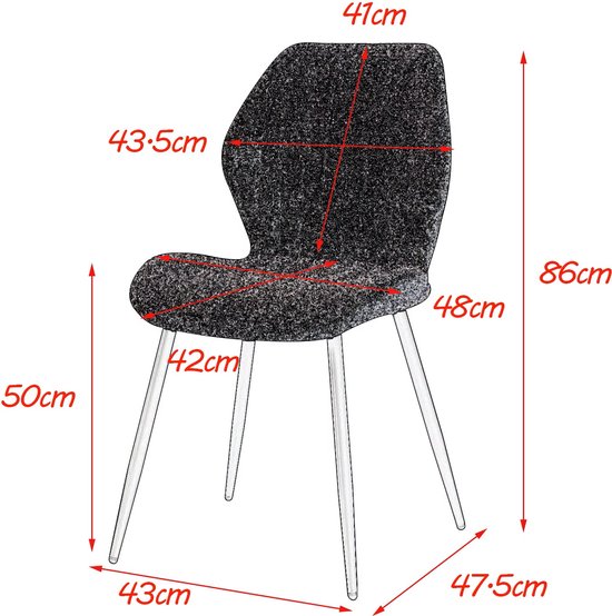 Cozy Cottage® - Set van 4 Gestoffeerde Eetkamerstoelen - Duurzaam Fluweel - Velvet Stoelen - Gewatteerde Linnen Stof met Metalen Poten