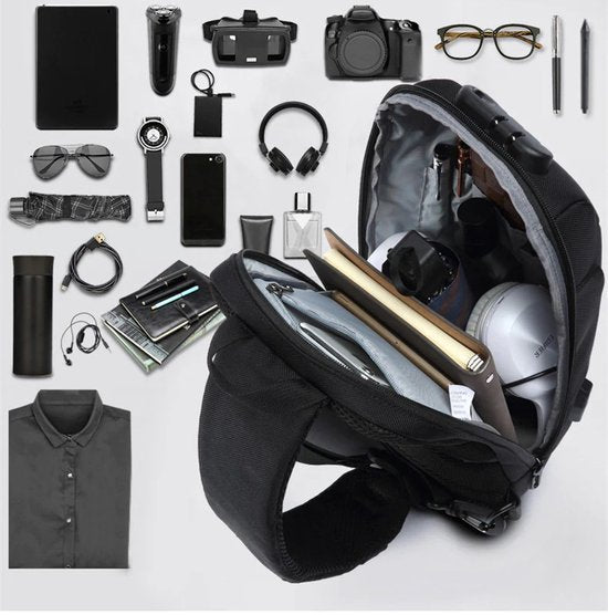 Anti-diefstal Crossbody tas voor heren - met USB-oplaadaansluiting - schoudertas met USB-oplaadpoort