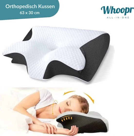Orthopedisch Traagschuim Nekkussen - Ergonomisch Vlinder Slaapkussen - Cervicaal Hoofdkussen - Memory Foam voor Nekklachten - Comfortabel Bedkussen - Voor Hoofd, Nek en Schouders - Voor Alle Slapers - 63 x 30 cm