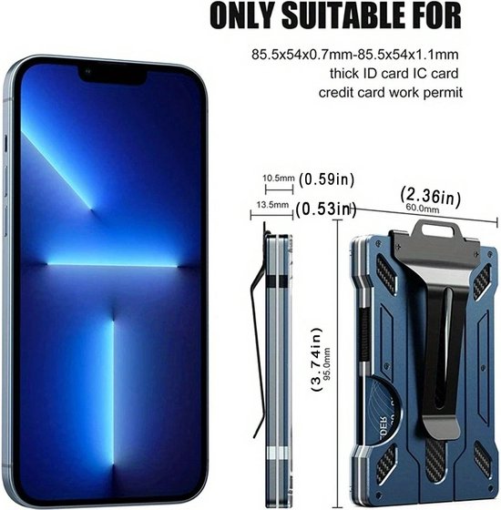 RFID Smart Wallet - Portemonnee voor Heren - Compact Design - Hoogwaardig en Duurzaam Aluminium, Carbon & Metaal - Doorzichtig ID-Venster - Kaart en Geldcliphouder - Anti-Diefstal Technologie - Grijs