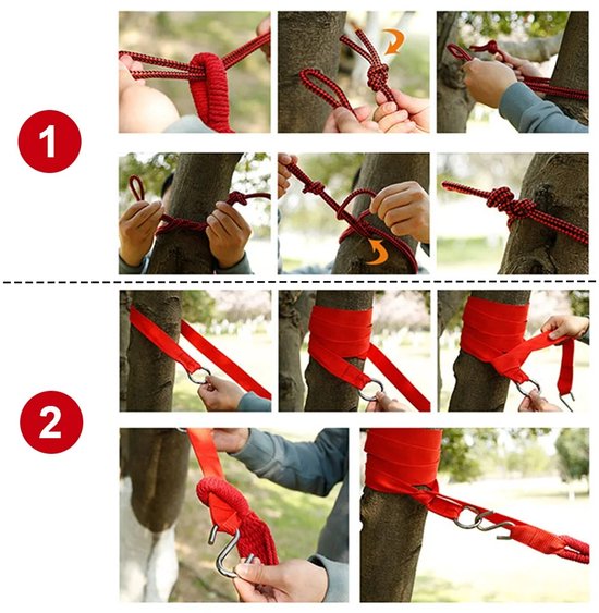 Canvas Hangmat 200x150 cm – Stevige Outdoor Hangmat met Anti-Tip Design & Boomtouwen – Camping Schommelhangmat tot 250 kg Draagvermogen