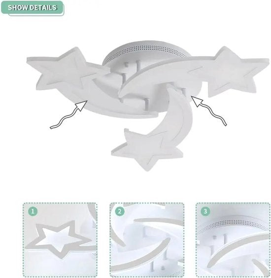 Magic Triple Star Ceiling Light - LED Plafondlamp - Moderne Acryl Lamp 40W 4500LM - 6500K Daglicht - Ø54cm - Voor Woonkamer, Slaapkamer & Keuken