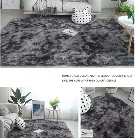 Hoogpolig tapijt, 120 x 160 cm, antraciet, modern pluizig tapijt, woonkamer, kinderkamer, decoratie, slaapkamer, hal, loper, outdoor tapijt, bonttapijt, bonttapijt, shaggy, eenkleurig, bedkleed
