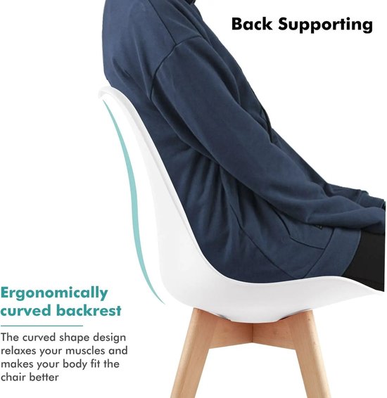 Set van 6 Eetkamerstoelen – Gestoffeerde Stoelen met Beukenhouten Poten – Stijlvolle Bureaustoelen voor Eetkamer, Slaapkamer, Balkon of Restaurant - Khaki