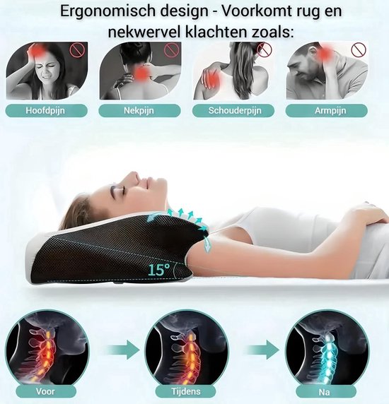 Orthopedisch Traagschuim Nekkussen - Ergonomisch Vlinder Slaapkussen - Cervicaal Hoofdkussen - Memory Foam voor Nekklachten - Comfortabel Bedkussen - Voor Hoofd, Nek en Schouders - Voor Alle Slapers - 63 x 30 cm