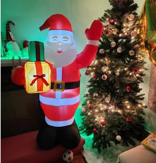 Opblaasbare Kerstman met Verlichting - Weerbestendige Buitenversiering voor Tuin - Tuindecoratie - Kerstdecoratie - Kerstversiering - 1.5 M