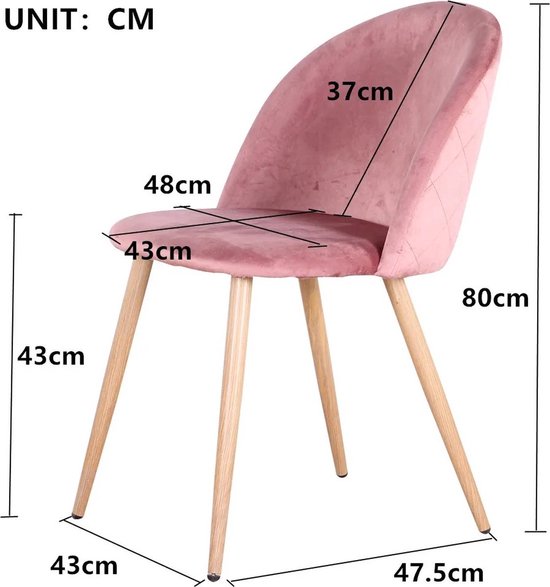 Cozy Cottage® Set van 6 Eetkamerstoelen - Zacht Fluwelen Bekleding met Metalen Poten - Stoelen - Geschikt voor Keuken, Eetkamer, Woonkamer en Lounge - 43 x 48 x 80 cm - Velvet - Blauw