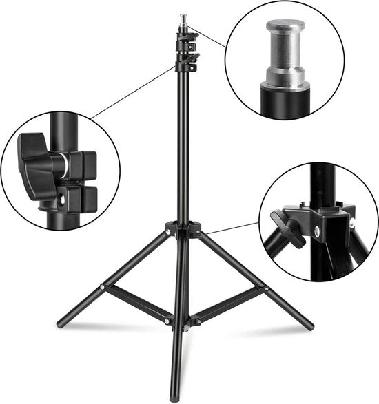 Fotostudio Softbox Verlichtingskit met Achtergrondframe - Achtergrondsysteem - Studio Fotografie - Inclusief 3 Achtergronden, Statief, Reflectorbord en 4 Paraplu's - Complete Set