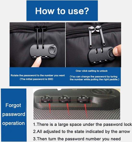 Anti-diefstal Crossbody tas voor heren - met USB-oplaadaansluiting - schoudertas met USB-oplaadpoort