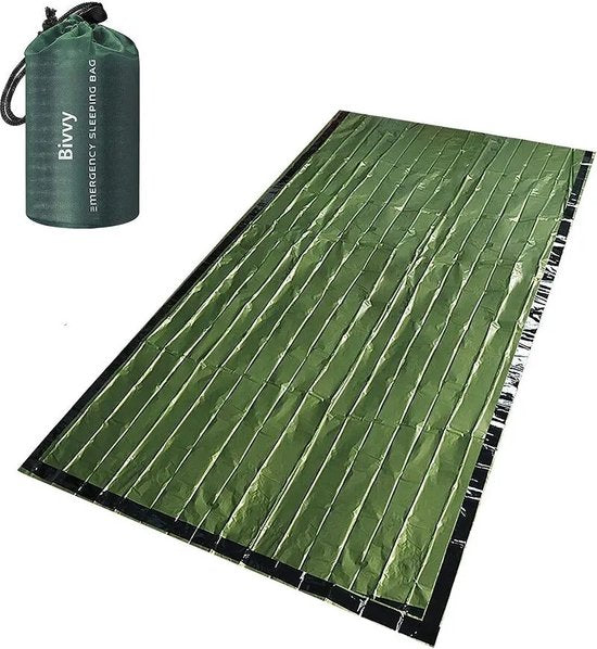 Ultra-Waterdichte Mylar Noodslaapzak - Lichtgewicht - Thermisch Overlevingsdeken - Warmtebehoud voor Kamperen en Wandelen - Survival - Nooddeken - Nooddekens set van 3 - Groen