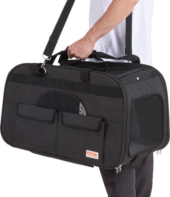 Whoopr® - Reismand Kat en Hond - Huisdier Drager Trolley - Ademend Reistas met Telescopische Handgreep, Wielen en Schouderriem - Draagbare Rugzak - Draagtas Honden - Perfect voor Uitgaan en Reizen met Honden en Katten