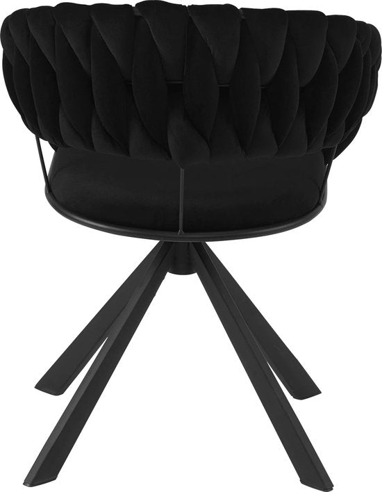 Set van 2 Draaibare Eetkamerstoelen - Moderne Fluwelen Gestoffeerde Stoelen met Armleuning, Gewatteerd Comfort - Stoelen voor Keuken, Woonkamer of Slaapkamer - Zwart