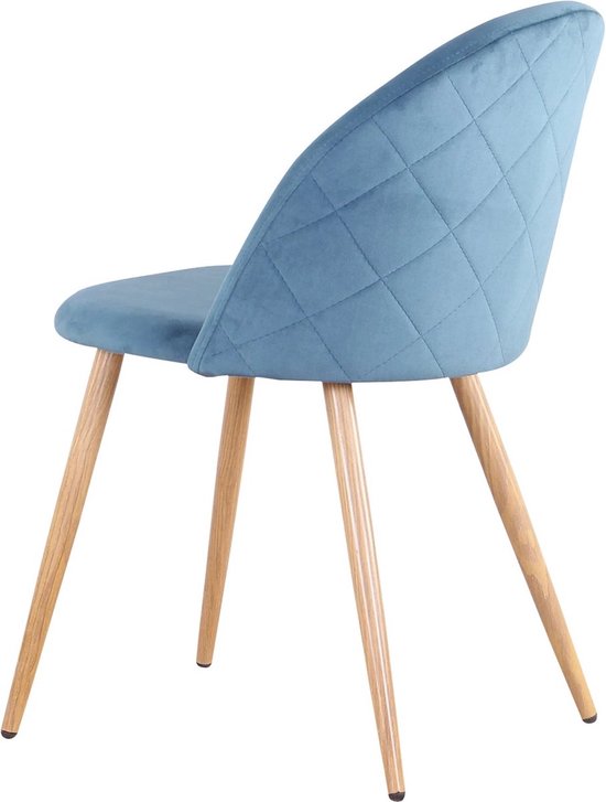 Cozy Cottage® Set van 6 Eetkamerstoelen - Zacht Fluwelen Bekleding met Metalen Poten - Stoelen - Geschikt voor Keuken, Eetkamer, Woonkamer en Lounge - 43 x 48 x 80 cm - Velvet - Blauw