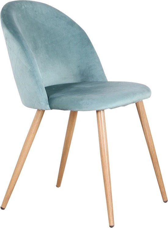 Cozy Cottage® Set van 4 Eetkamerstoelen - Zacht Fluwelen Bekleding met Metalen Poten - Stoelen - Geschikt voor Keuken, Eetkamer, Woonkamer en Lounge - 43 x 48 x 80 cm - Velvet - Turquoise