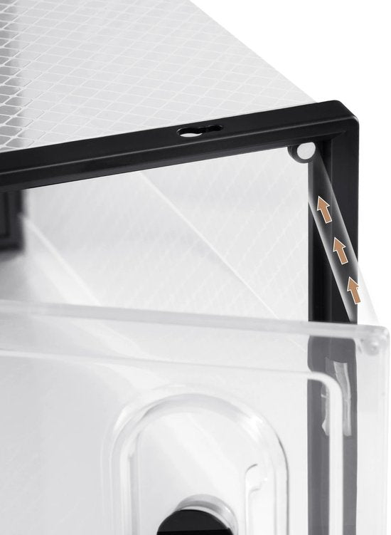 Set van 18 Sneakerboxen - Sneakerbox Organizer - Schoenendozen – Transparante Magnetische Deur – Stapelbare Opbergboxen & Organizers – 35x25x19 cm – Zwart