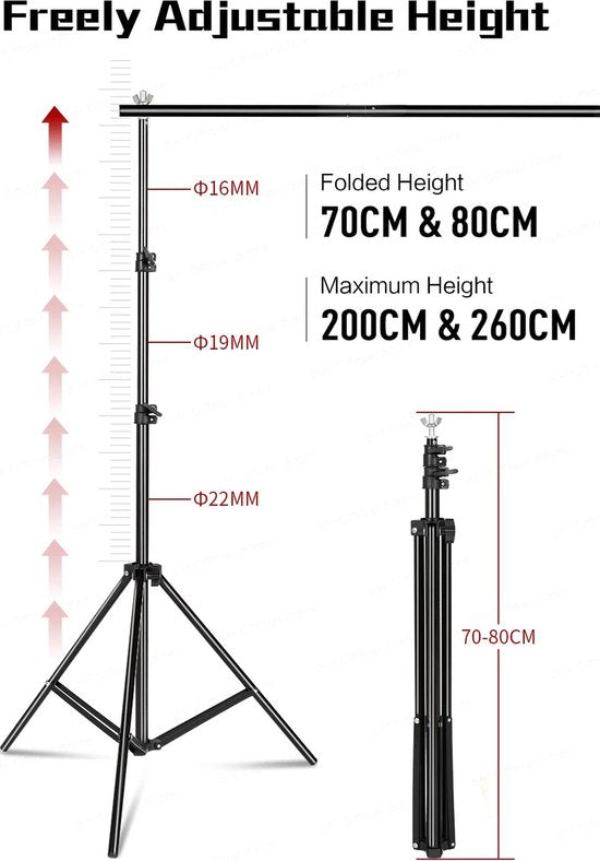 Fotostudio Softbox Verlichtingskit met Achtergrondframe - Achtergrondsysteem - Studio Fotografie - Inclusief 3 Achtergronden, Statief, Reflectorbord en 4 Paraplu's - Complete Set