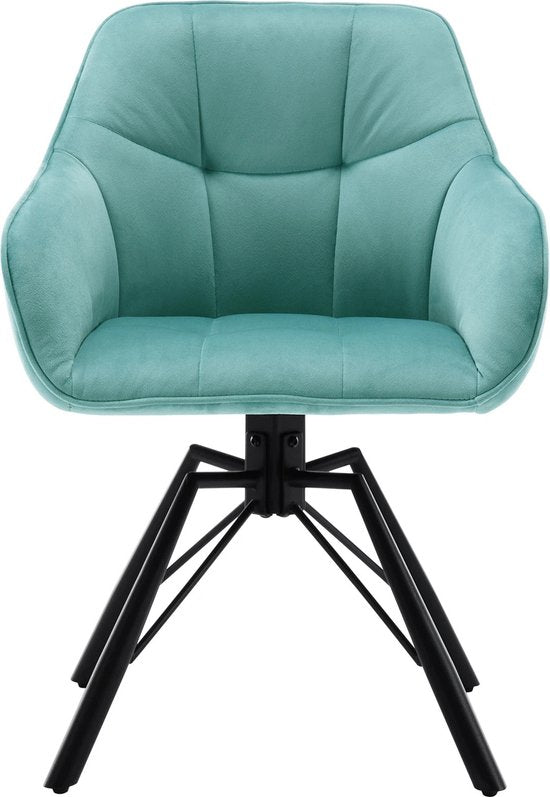 Eleganza Maison® - Eetkamerstoelen set van 2 - Luxueuze Velvet Stoelen - Stoel Draaibaar - Fluweel - Turquoise - 58,5x54,5x82,5 cm