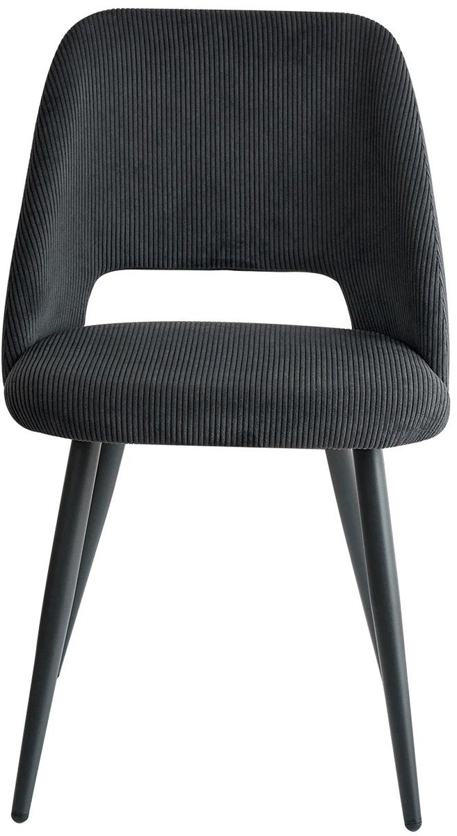 Set van 4 Corduroy Eetkamerstoelen – Zwarte Gestoffeerde Stoelen met Ergonomisch Comfort
