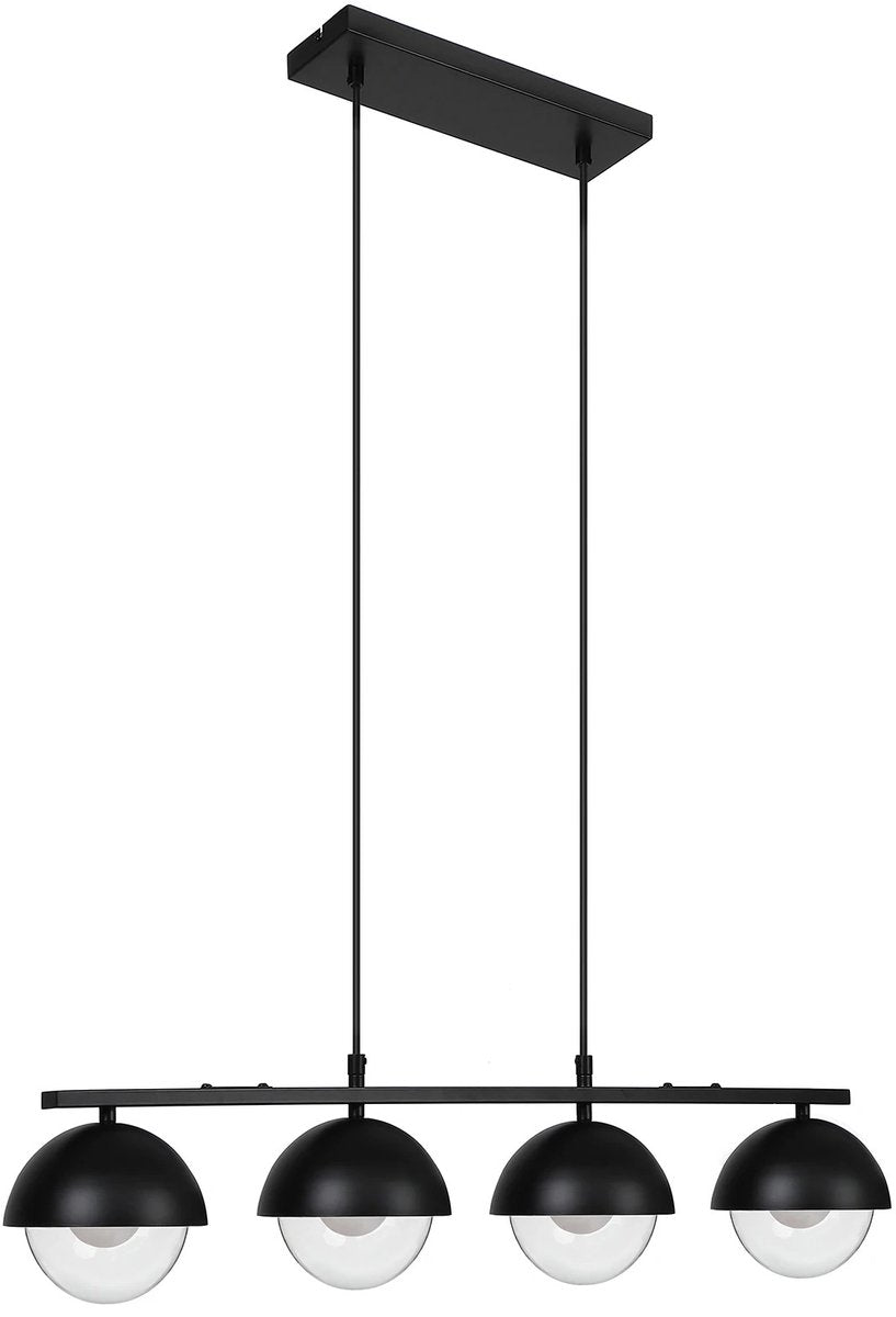 Hanglamp Eettafel – Zwarte Glazen Hanglamp met 4 Bollen (G9 Fitting)