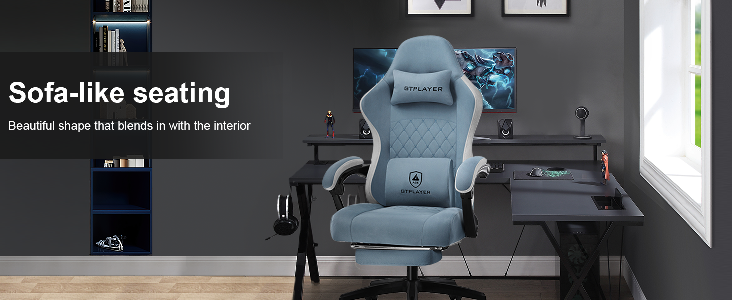 Ergonomische Gaming Stoel met Voetensteun en Pocket Springs – Verstelbare Bureaustoel van Stof voor Ultiem Comfort