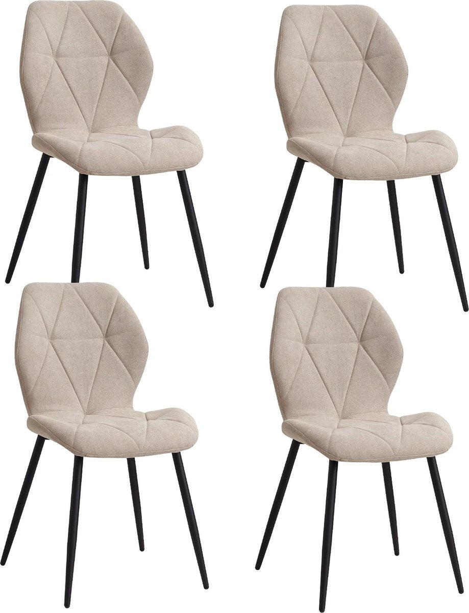 Cozy Cottage® – Set van 4 gestoffeerde eetkamerstoelen in fluweel