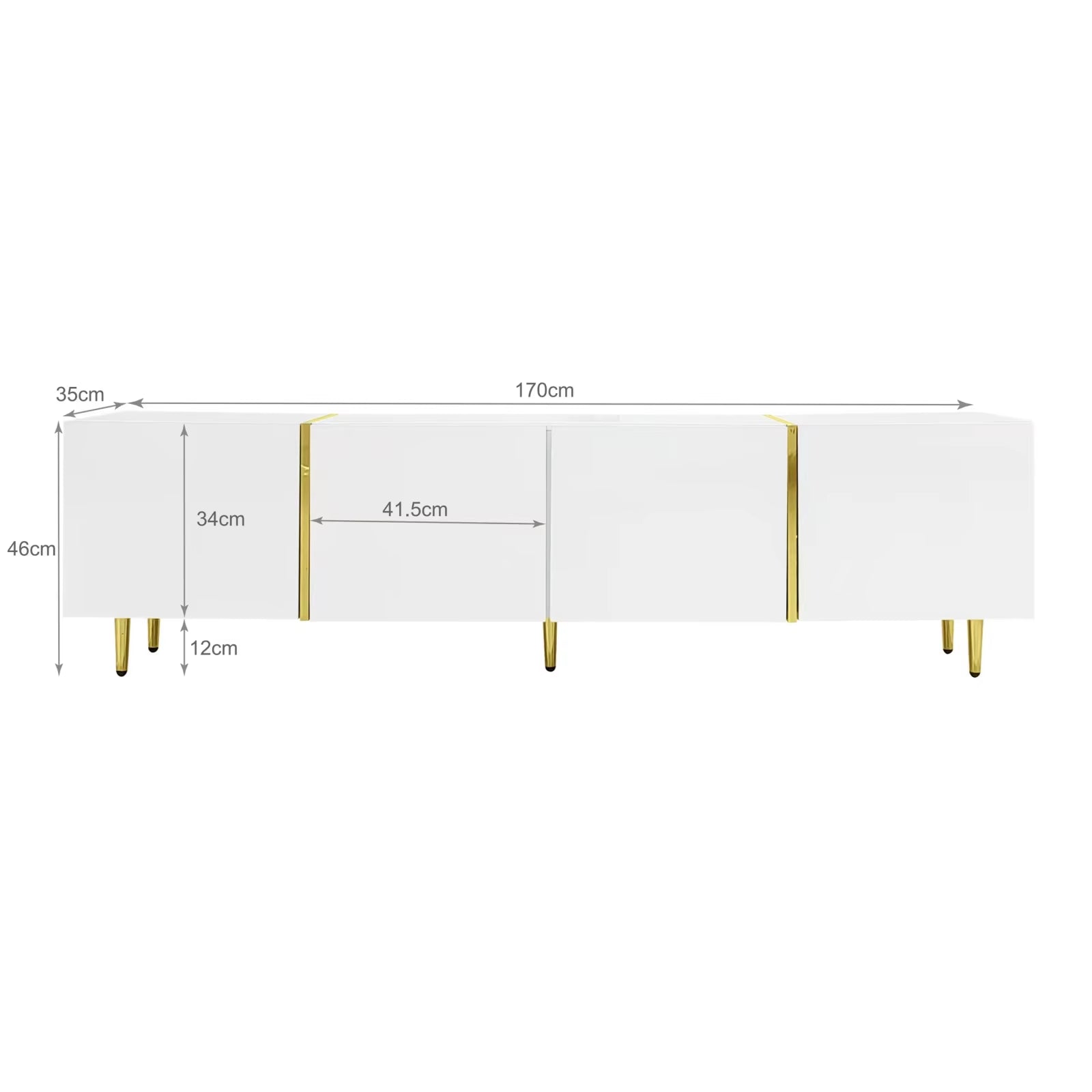 Black high-gloss 4-door TV wardrobe, modern and simple, black and gold color combination