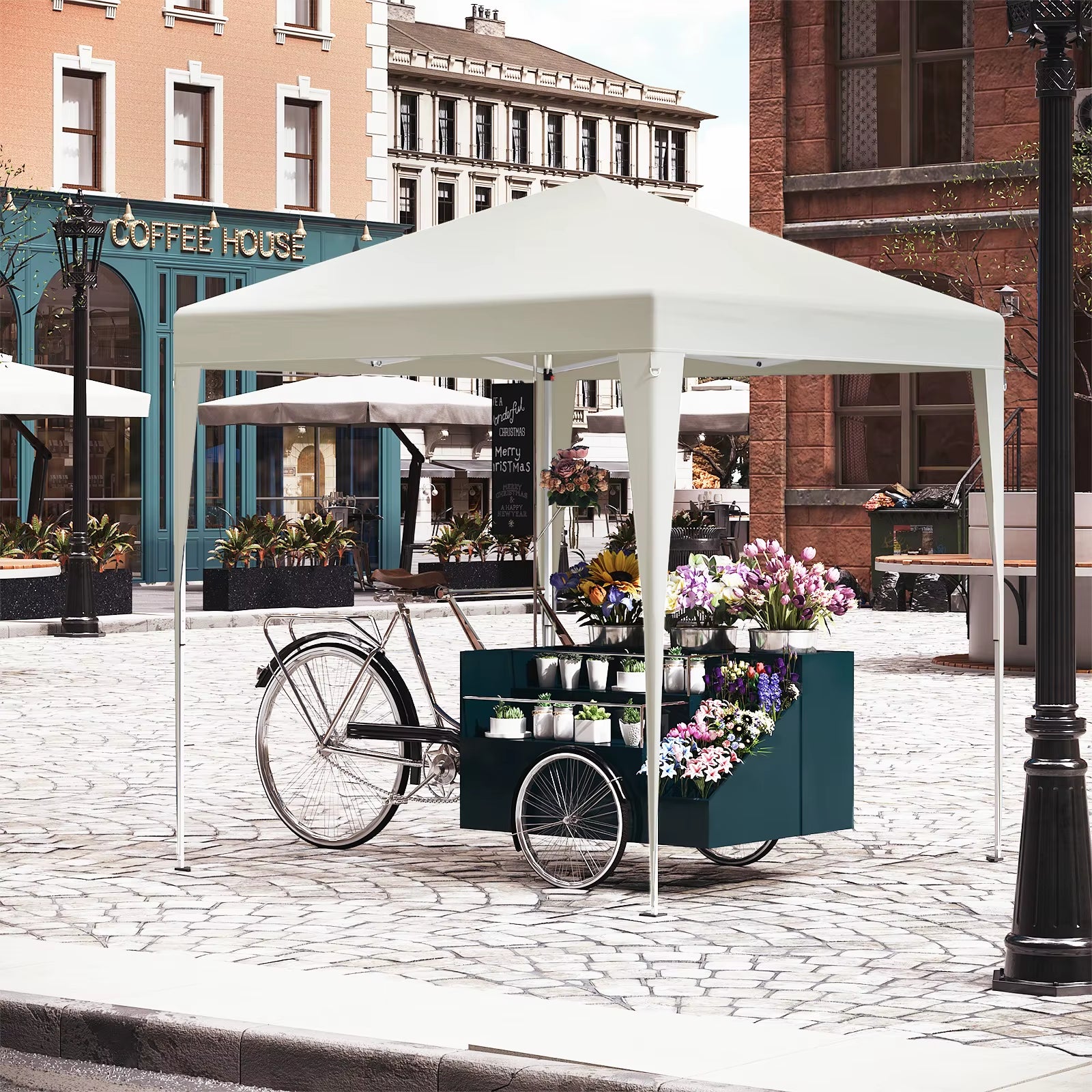 Folding Garden Gazebo Canopy Pergola 2X2M with 4 Side Walls Adjustable Height UV Protection Waterproof with Carry Bag