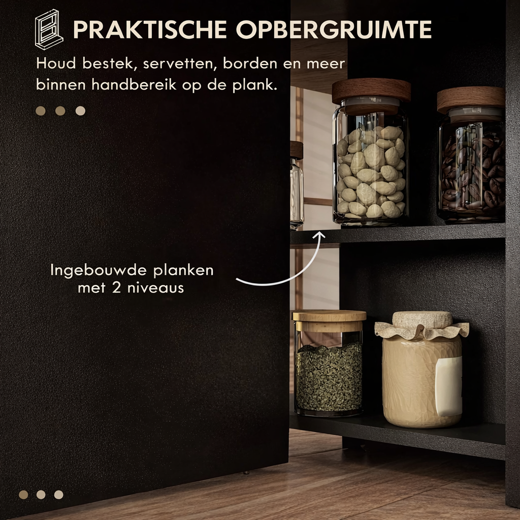 Opvouwbare Eettafel 75×140×74 cm – Klaptafel Hout in Naturel & Zwart