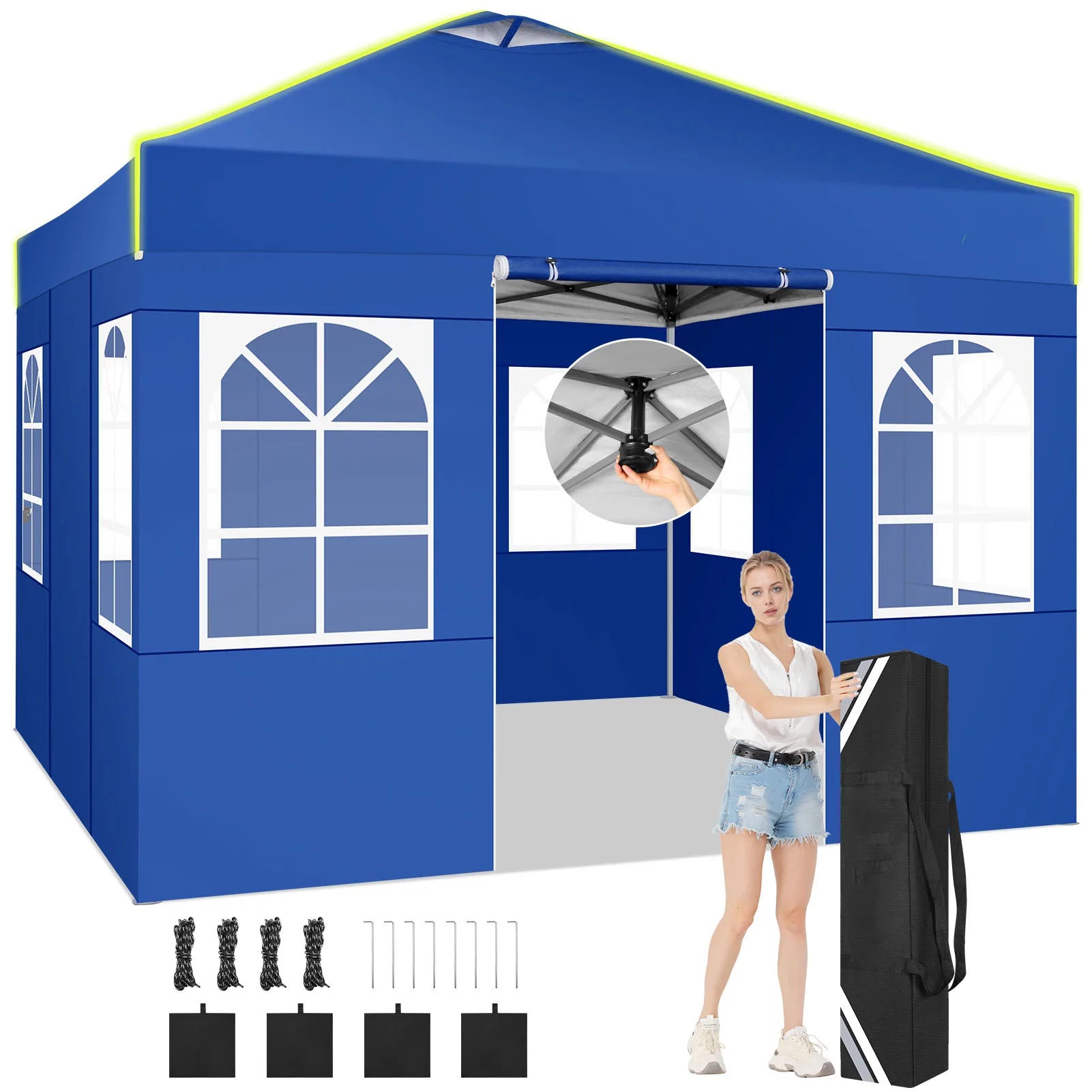 Pop-up Partytent 3x3 m Waterdicht met 4 Zijwanden – Opvouwbaar Tuinpaviljoen met UV50+ Bescherming voor Tuin & Evenementen