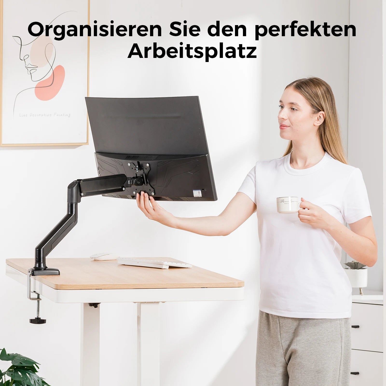 Verstelbare Monitor Arm Enkel 13-32 Inch met Gasveer en VESA Mount
