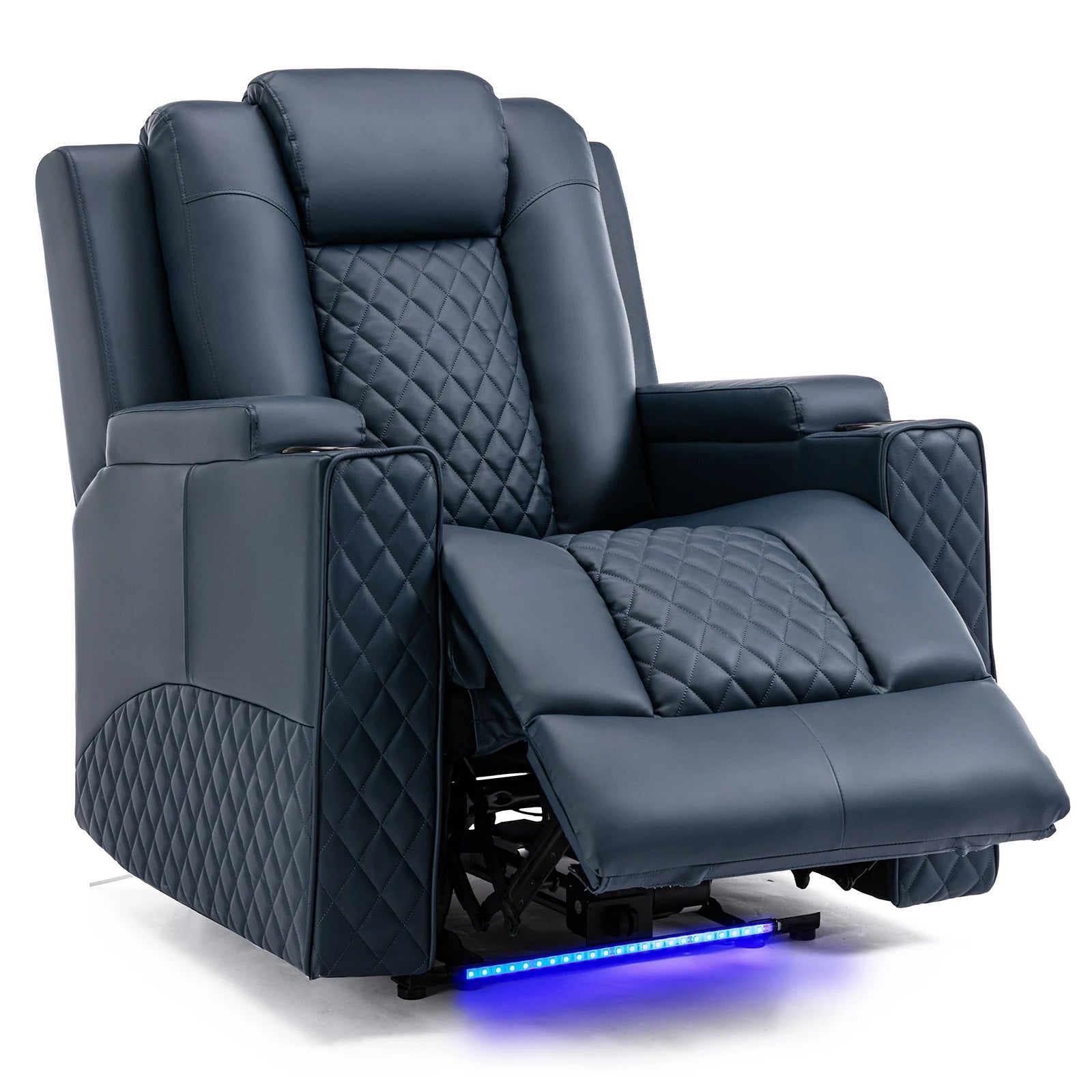 Elektrische Relaxfauteuil met Massage & LED – Verstelbare TV Stoel met Bekerhouders en Opbergvakken – Luxe Home Cinema Fauteuil