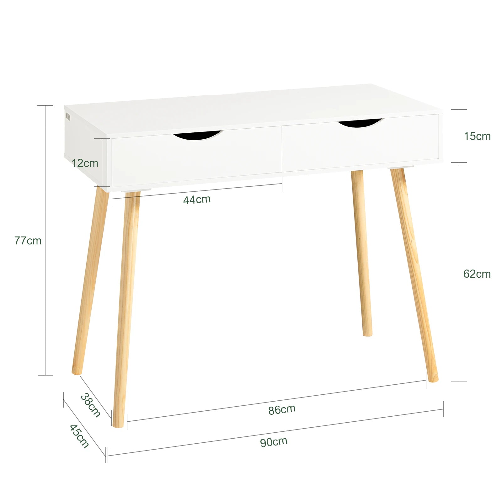 Computertafel met 2 Lades – Modern Bureau 90×45 cm voor Thuiswerk en Studie