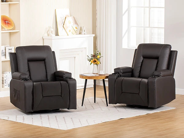 Luxe Relaxfauteuil 360° Draaibaar – Verstelbare TV Stoel met Voetsteun en Kunstleren Bekleding