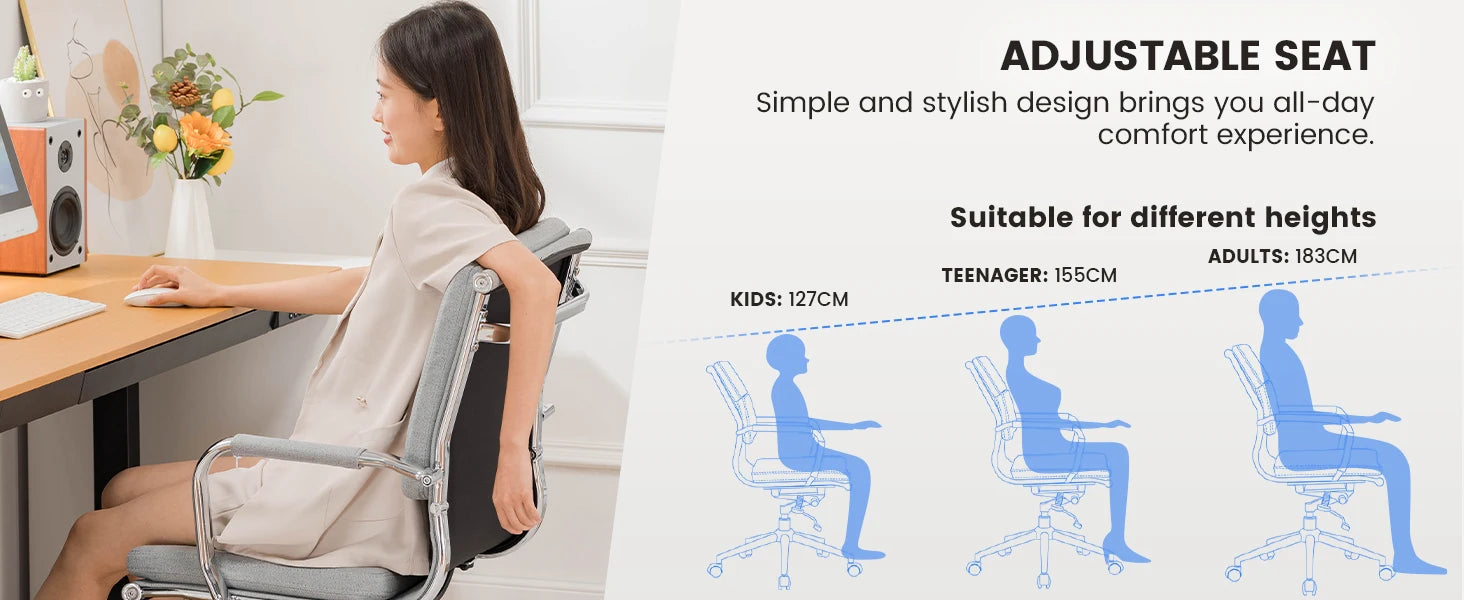 Ergonomische Bureaustoel met Armleuningen en Schommelfunctie – Comfortabele Executive Office Chair (Stof)