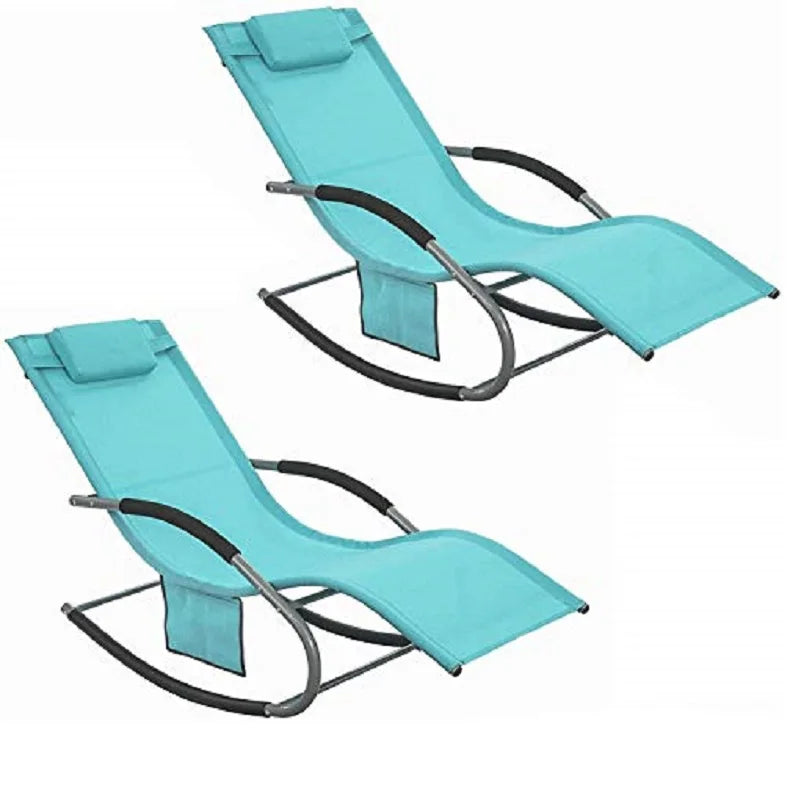 Set van 2 verstelbare ligstoelen - Zonnebed met kussens en zijvak