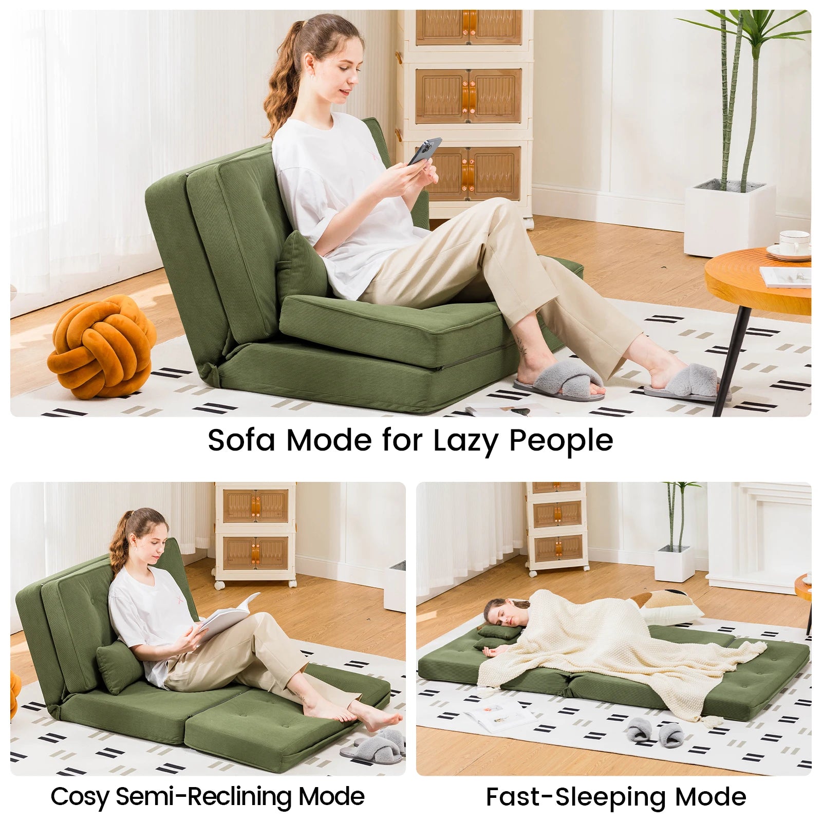 Verstelbare 2-Persoons Slaapbank met 6 Standen – Compacte Multifunctionele Sofa Bed voor Kleine Ruimtes