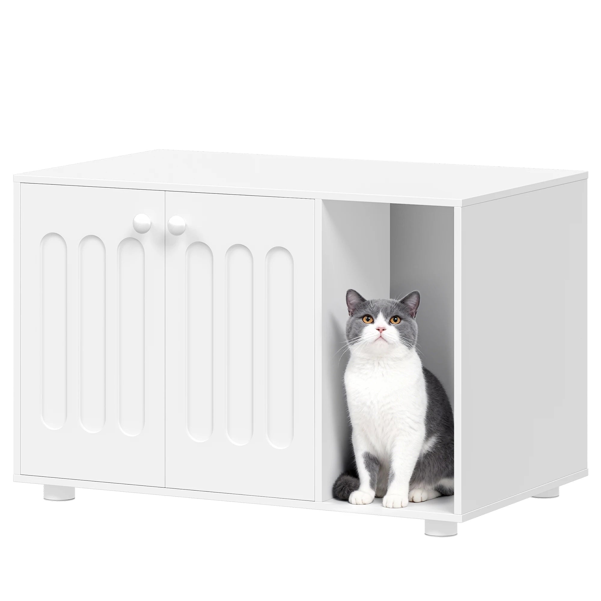 Grote Kattenkast met Deur – Modern Kattenhuis & Opbergmeubel voor Kattenbak