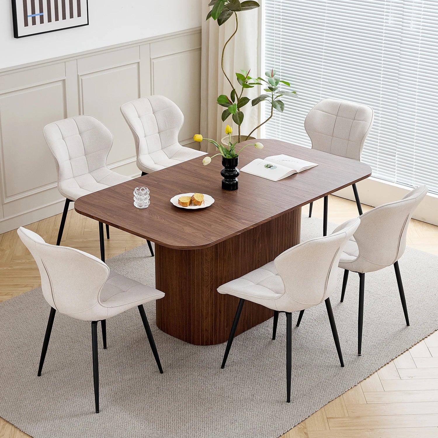 EGOONM Nordic Style Solid Wood Rectangular Dining Table, Living Room Reading and Leisure Dining Table,160*90Cm