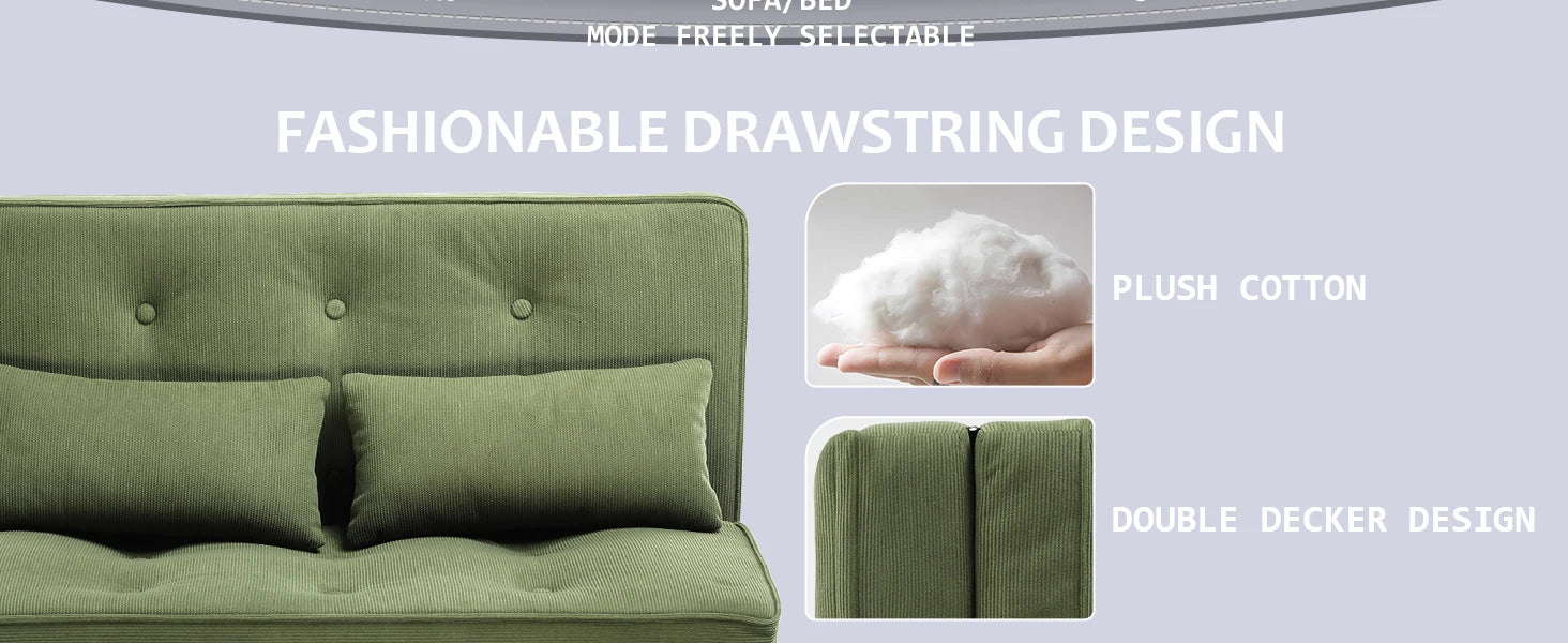 Verstelbare 2-Persoons Slaapbank met 6 Standen – Compacte Multifunctionele Sofa Bed voor Kleine Ruimtes